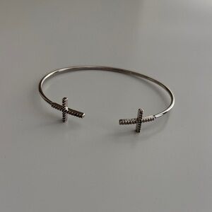Silver Cross Bangle Bracelet